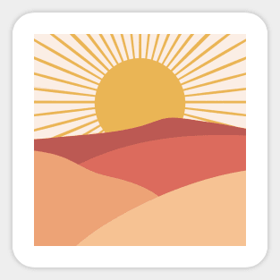 Boho minimal landscape Sun rays mountains Sticker